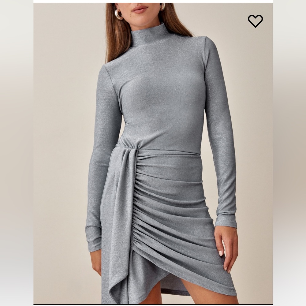 Reformation Paprika Dress in Sky Blue Sparkle